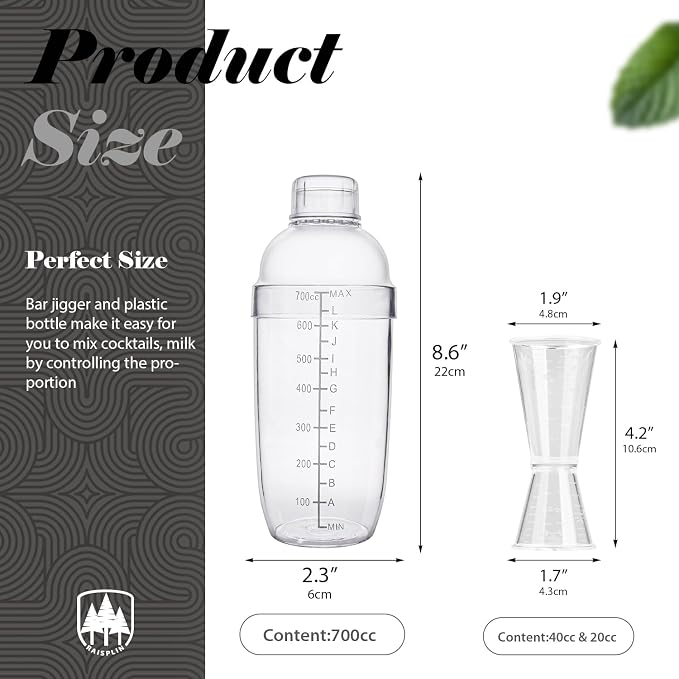 2-Piece 24oz Plastic Cocktail Shaker Set - - Image 4