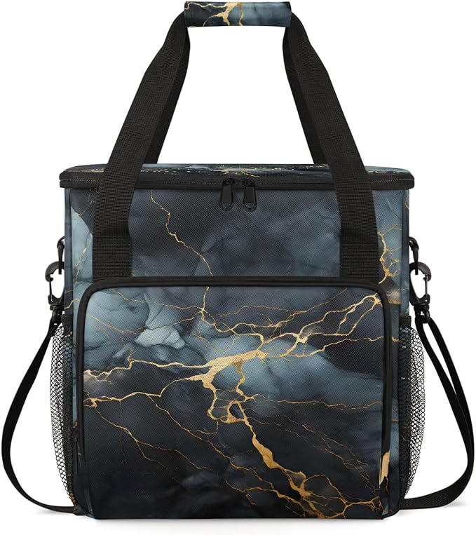 Black Marble Coffee Maker Carring Bag, Large Insulated Storage Organizer Case by Home