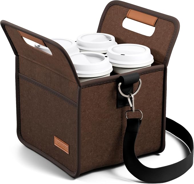 Fluxynara 4-Cup Reusable Felt Drink Carrier by FLUXYNARA