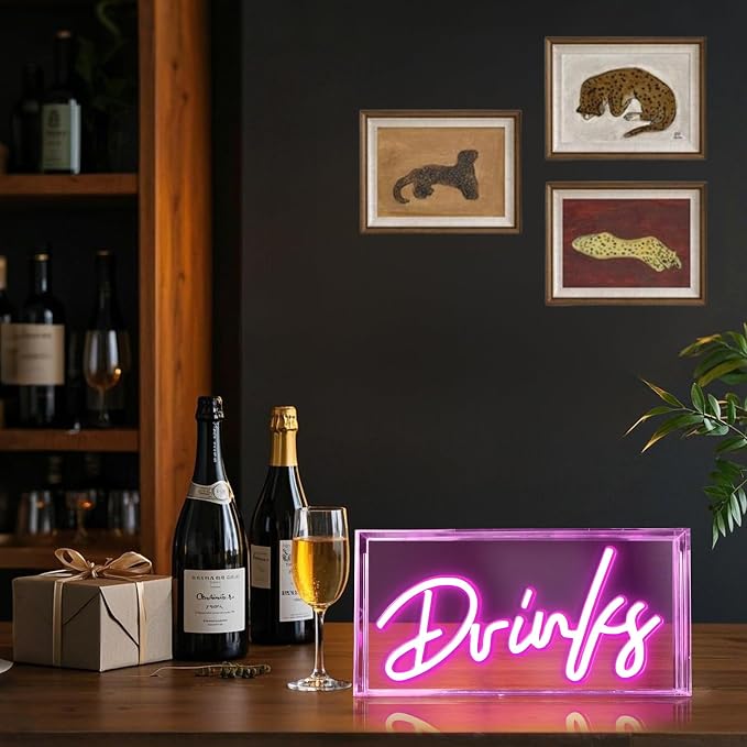 Drinks Neon Sign, Drinks Signs USB LED Desk Lightbox - Image 7