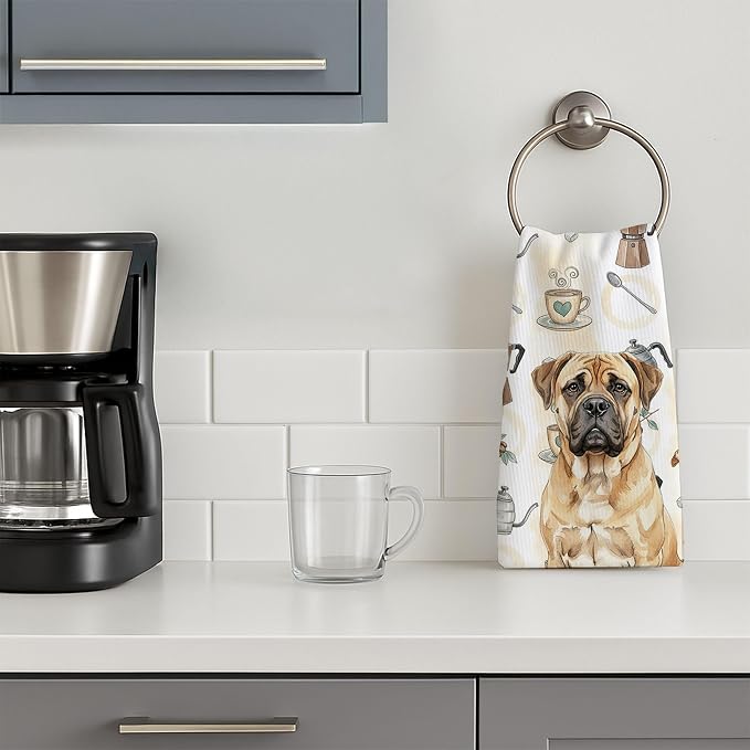 Caroline's Treasures Bullmastiff Coffee Bar Kitchen Towel Velour Plush Front - Image 3