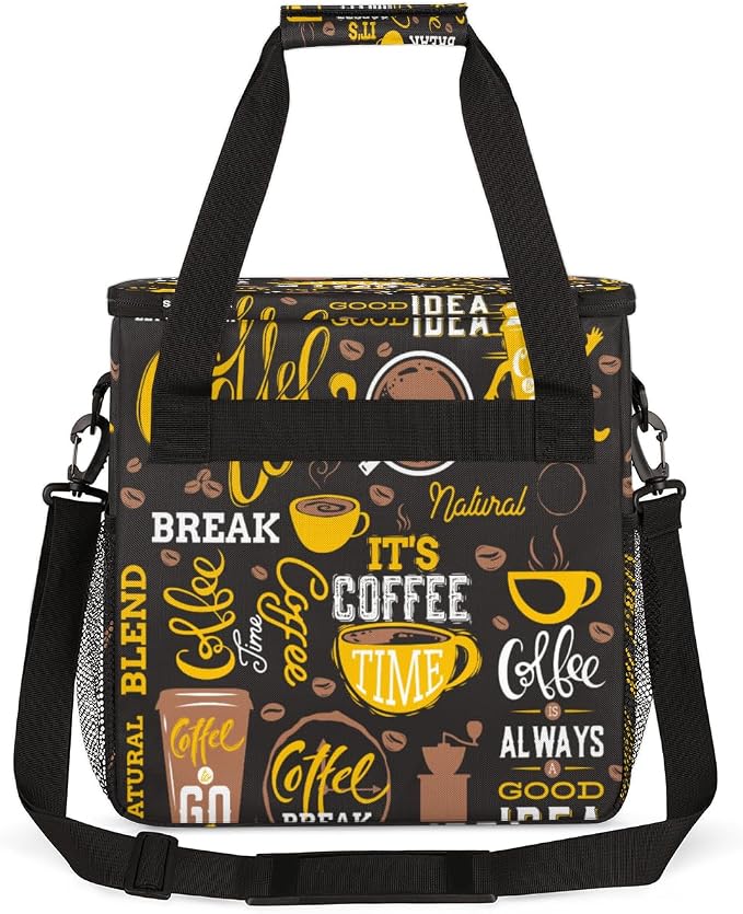 Yellow Coffee Break Cafe Maker Carring Bag Travel Carrying Storage Tote - Image 5