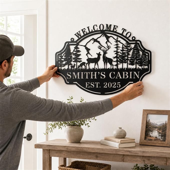 Personalized Deer Hunting Metal Cabin Sign, Custom Outdoor Hunting Decor - Image 2
