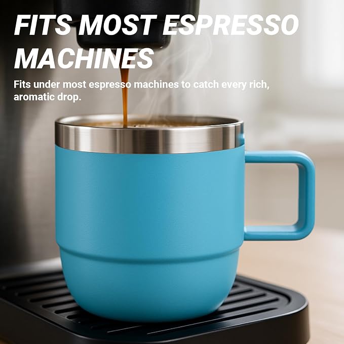 6 oz Small Espresso Mug with Handle, Ceramic-Lined 18/8 Stainless Steel - Image 7