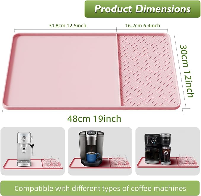 Silicone Coffee Mat with Raised Edges 19" x 12" – Waterproof Countertop Mat - Image 2