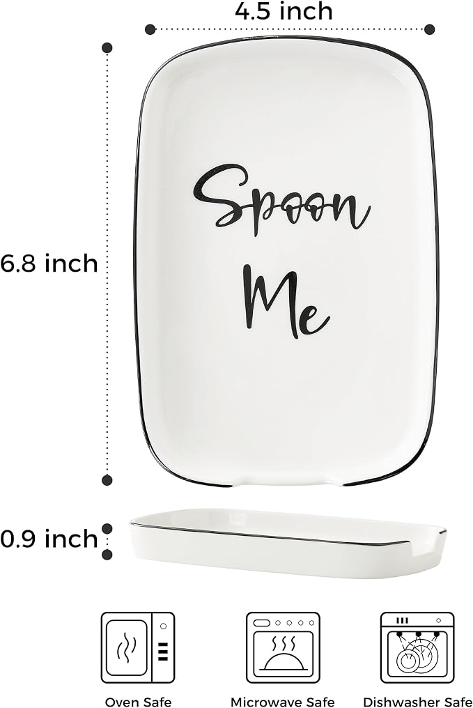 ABRUTY Spoon Rest for Stove Top, Ceramic Spoon Holder for Counter, Modern - Image 2