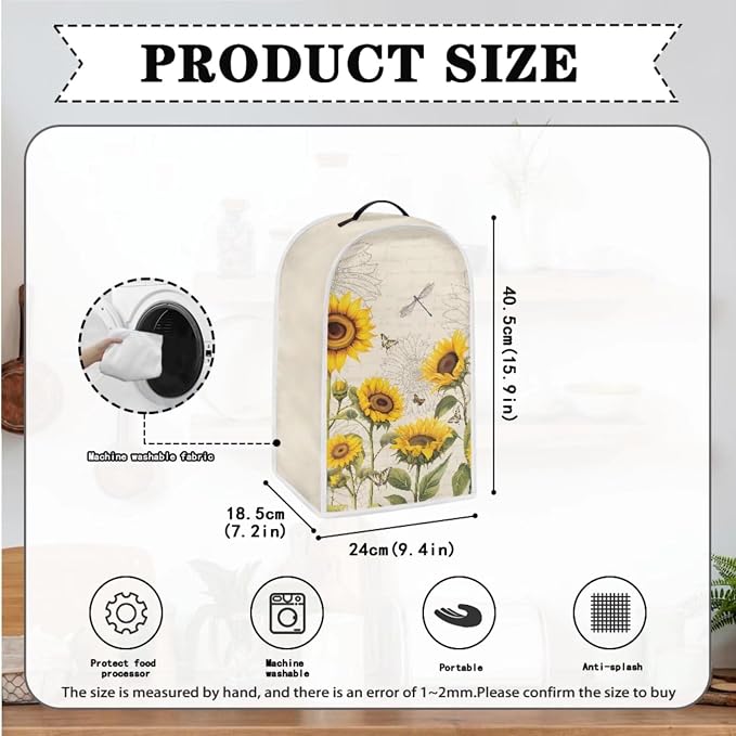 doginthehole Blender Cover Toaster Cover 2 Slice Vintage Sunflowers Dragonfly - Image 4
