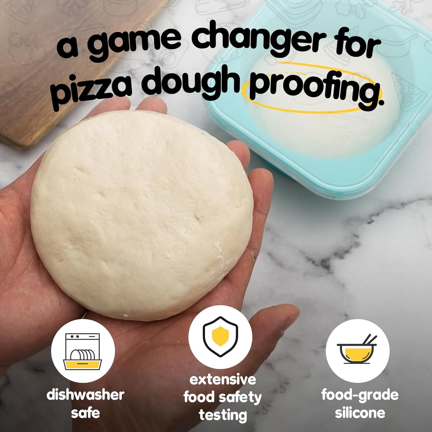 Stackable Silicone Artisan Pizza Dough Proofing Proving Boxes with Air-tight Lids-4pack-500ml Volume for 250g Dough Ball (Space Grey)