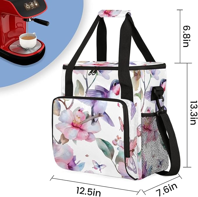 Hummingbird On Flower Coffee Maker Carring Bag, Large Insulated Storage - Image 2