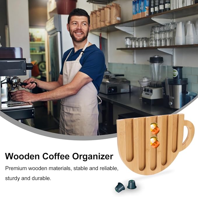 Toyvian Wooden Coffee Capsule Container Mug-shaped Pod Holder Stand Rustic - Image 4