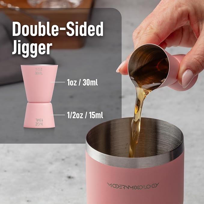 Modern Mixology 24oz Matte Pink Cocktail Shaker Set – Bartender Essentials - Image 5
