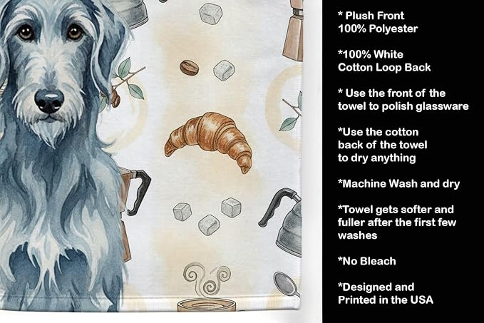 Caroline's Treasures Blue-Gray Scottish Deerhound Coffee Bar Kitchen Towel - Image 4