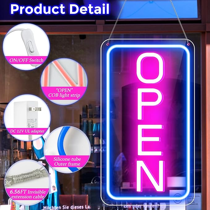 Open Signs for Business, Ultra Bright and Eye-catching Vertical Electric Light - Image 4