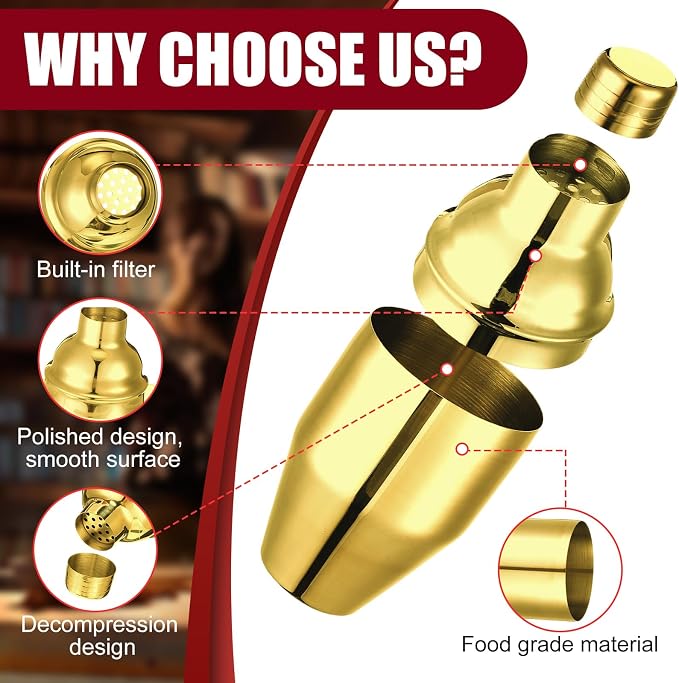 Nitial 9 Pcs Bar Cocktail Shaker Professional Stainless Steel Martini Drink - Image 3