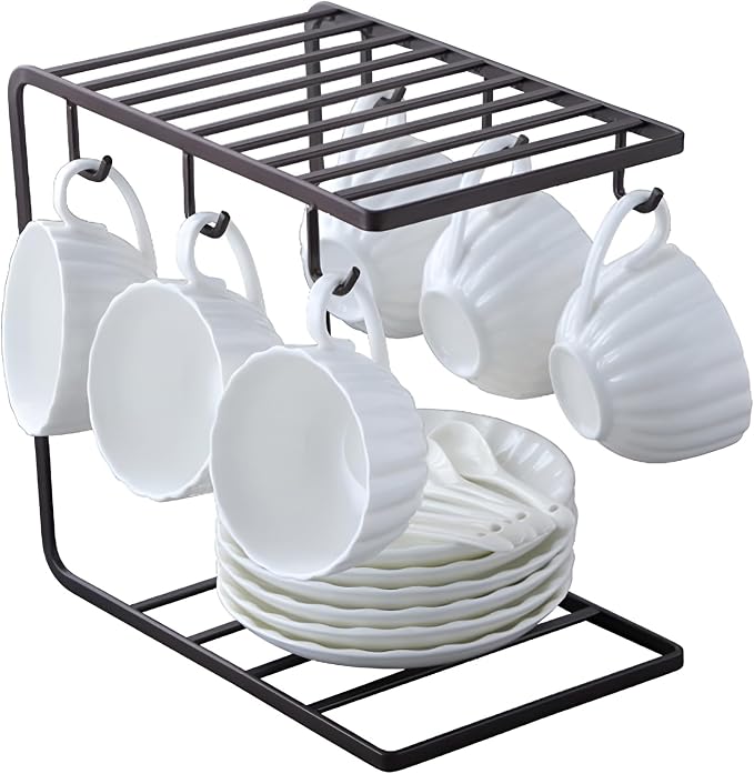 Metal Mug Tree Holder Stand for Counter 6 Hooks Coffee Cup Display Hanger Rack by 7UYUU