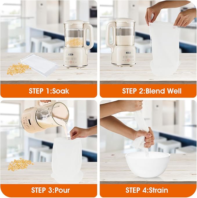 WLLHYF 4 Pack Nylon Nut Milk Bag 18×12 Inches Fine Mesh Cheese Cloth Multiple - Image 2
