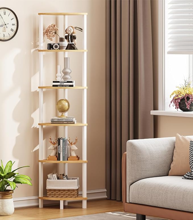 Corner Shelf, 6-Tier Corner Bookshelf, Industrial Corner Ladder Shelf, DIY - Image 5