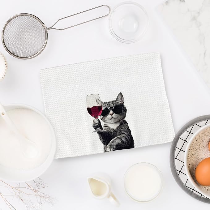 Funny Cat Kitchen Towels, Cat Bar Dish Towels, Gifts - Image 6