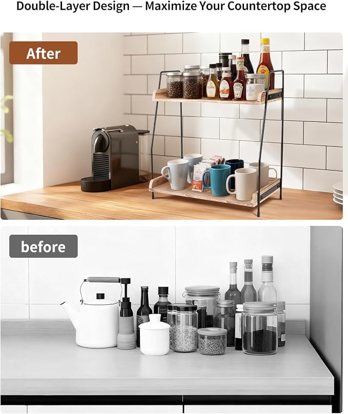 Coffee Bar Organizer for Countertop, 2-Tier Coffee Station Organizer - Image 4