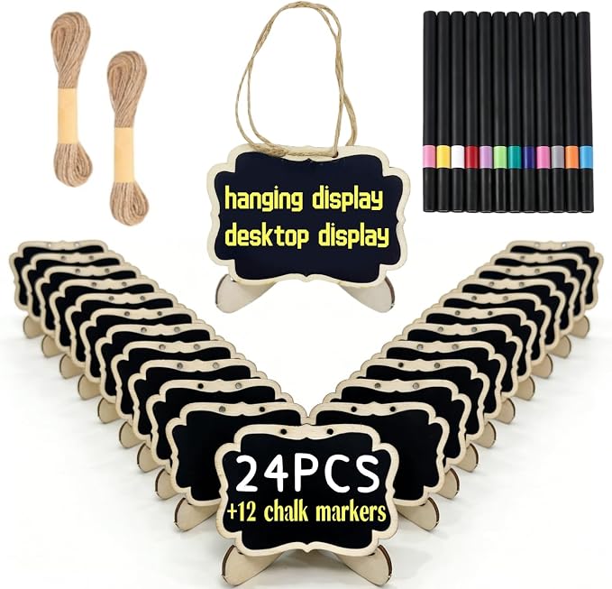 24 Pcs Reusable Mini Chalkboards Signs by YZLIANGYUAN