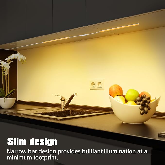 JUSJUBR Under Cabinet Lights Plug-in, 4 Pack x 12inch Warm White 3000K LED - Image 4