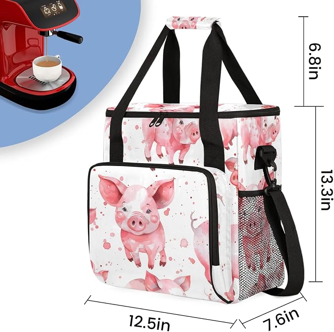 Funny Pig Coffee Maker Carring Bag, Large Insulated Storage Organizer Case Tote - Image 2