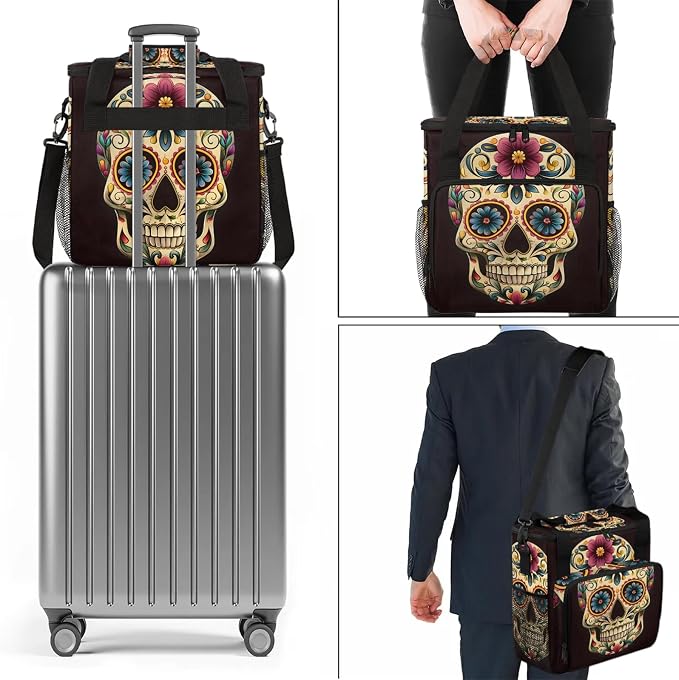 Day The Dead Skull Halloween Coffee Maker Carring Bag, Large Insulated Storage - Image 2