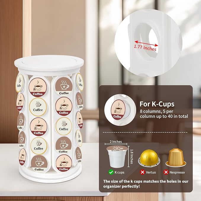 K Cup Holder, Coffee Pod Storage Carousel Holder Organizer Compatible - Image 2