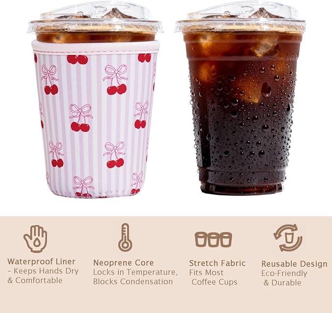 Reusable Insulated Sleeve for Iced Coffee Cup, Beverage Holder for Iced Coffee - Image 6