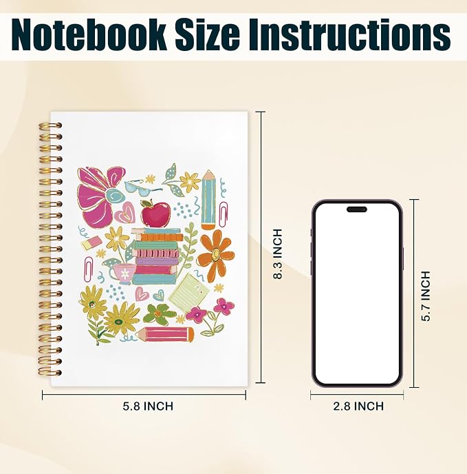 kunlisa Boho Floral Teacher Spiral Notebook Journal 5.5x8.3, Thank You - Image 7