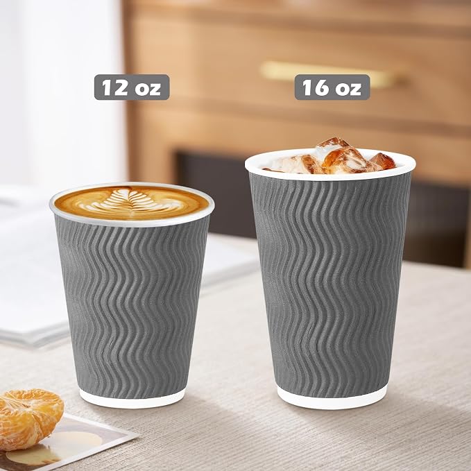 Clawsoff 500 Pack 16 oz Disposable Coffee Cups No Lids, Insulated Ripple Wall - Image 5