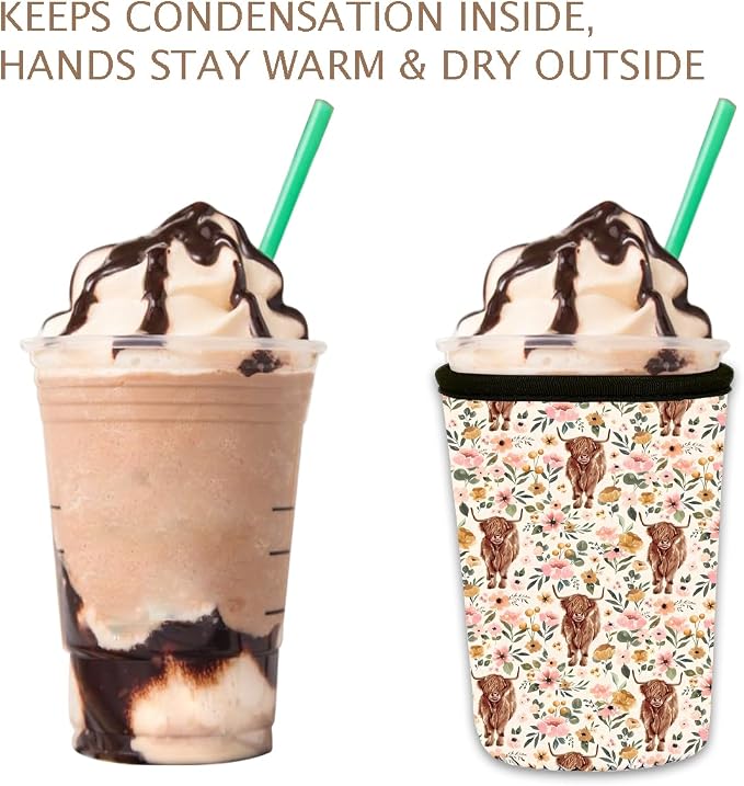 Reusable Insulated Neoprene Iced Coffee Cup Sleeve, Durable Drink Sleeve - Image 6