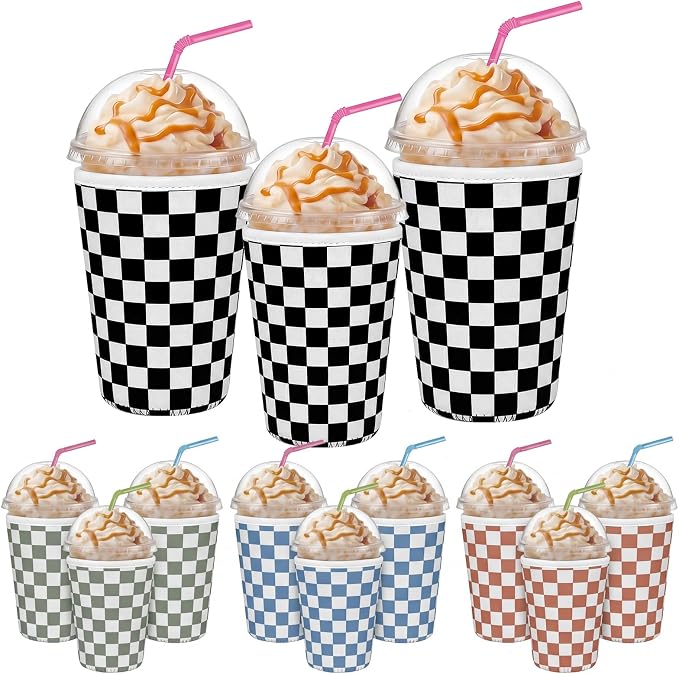 Chengu 12 Pack Reusable Insulated Neoprene Iced Coffee Sleeves 3 Sizes Durable by CHENGU
