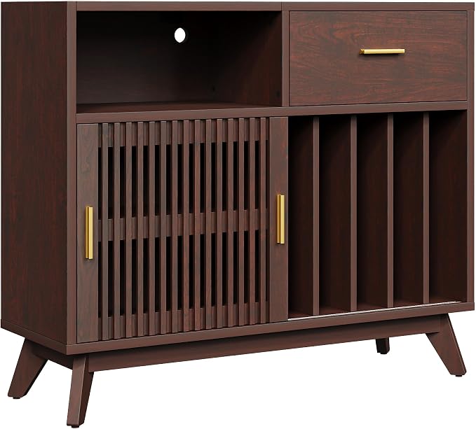 IRONCK Storage Cabinet with Drawer, Coffee Bar Cabinet with Sliding Door by IRONCK