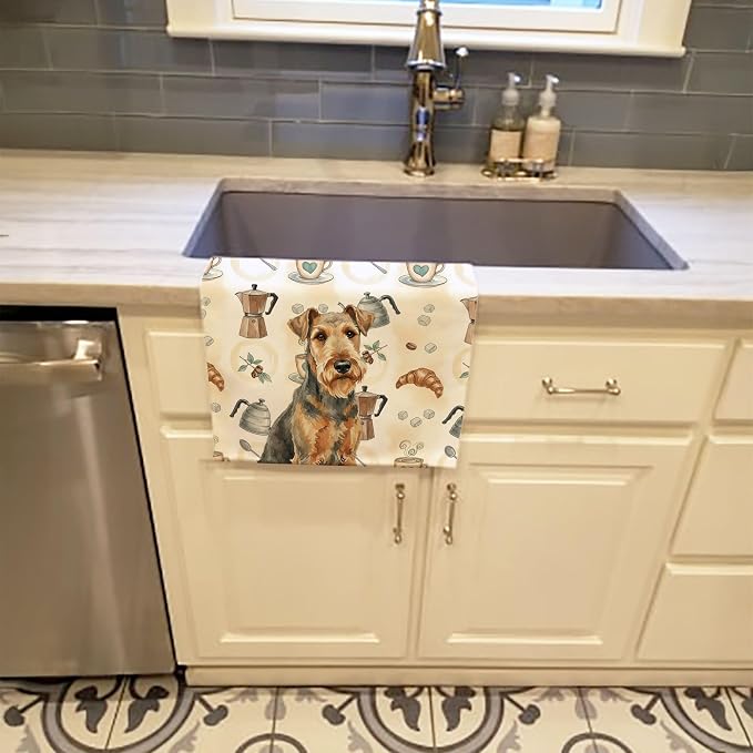 Caroline's Treasures Grizzle Airedale Terrier Coffee Bar Kitchen Towel Velour - Image 2