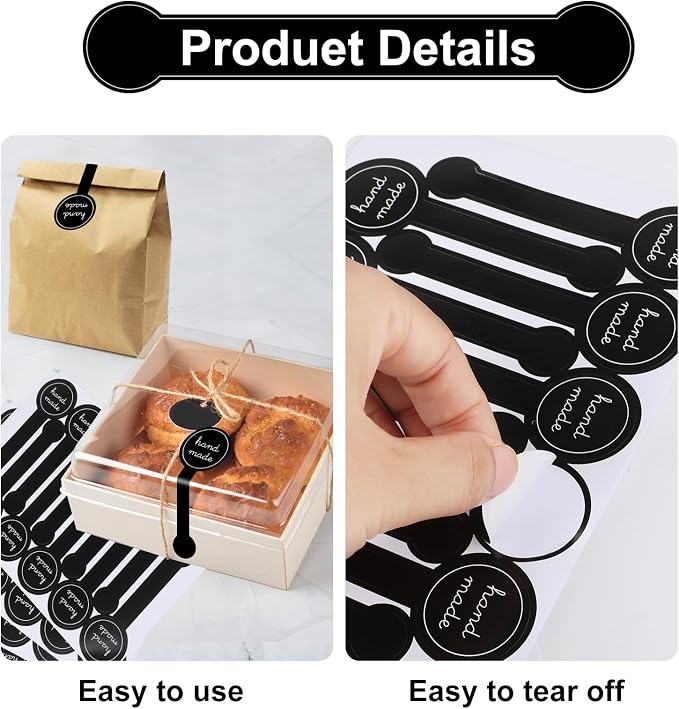 600Pcs Handmade Food Baking Seal Stickers Labels, Self-Adhesive Goods Bakery - Image 3