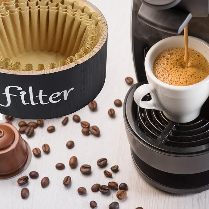 Coffee Filter Holder, Wood Coffee Filters Storage Container - Image 6