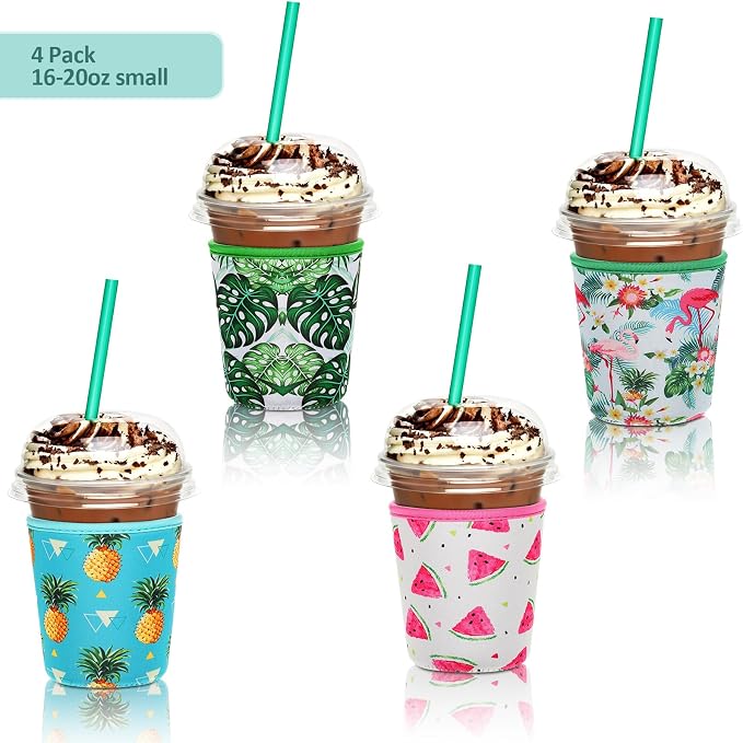 Patelai 4 Pieces Reusable Iced Coffee Sleeve Cup Insulator - Image 2