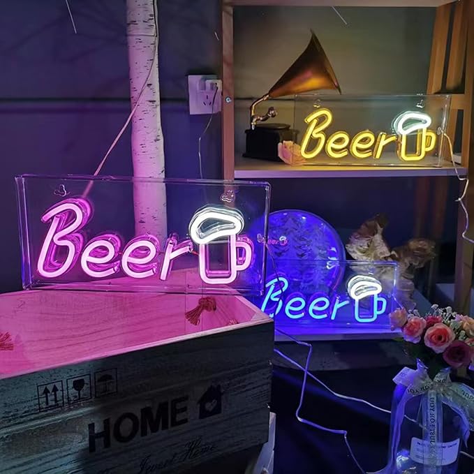 Bar Neon Sign for Man Cave, Home Bar, 3D LED Standable Beer Neon Light Powered - Image 2