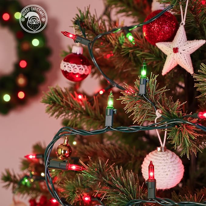 Red and Green Christmas Lights, 13FT 50 Count Incandescent Blub Mini Lights - Image 2