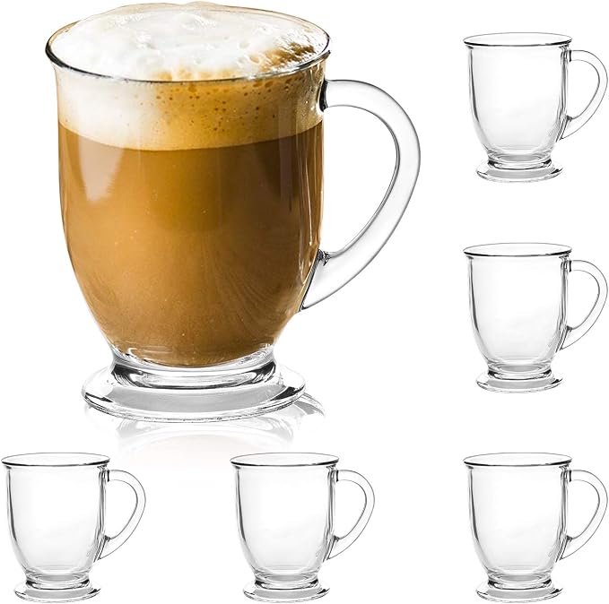 Accguan 15oz/450ml Glass Coffee Mugs Clear Coffee Cups by Accguan