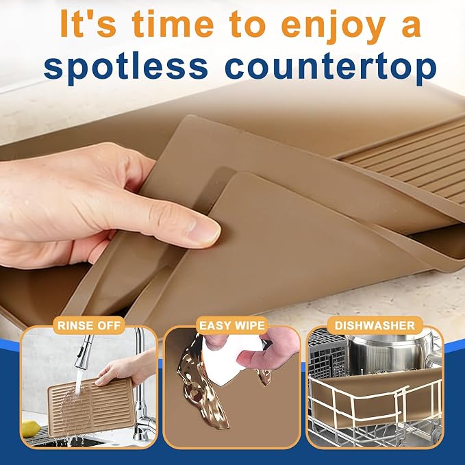Mrcrypos Silicone Coffee Station Mat 16x24 Inch, Spill-Proof Bar Mat - Image 5