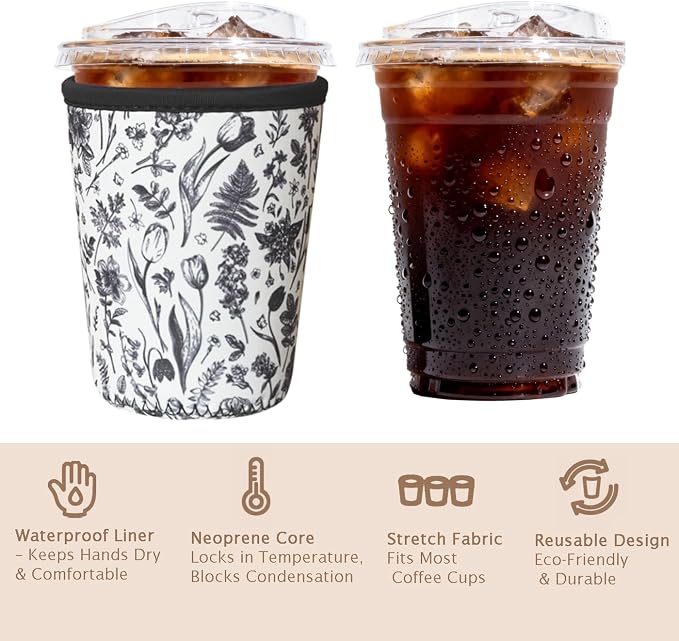 Reusable Insulated Sleeve for Iced Coffee Cup, Beverage Holder for Iced Coffee - Image 6