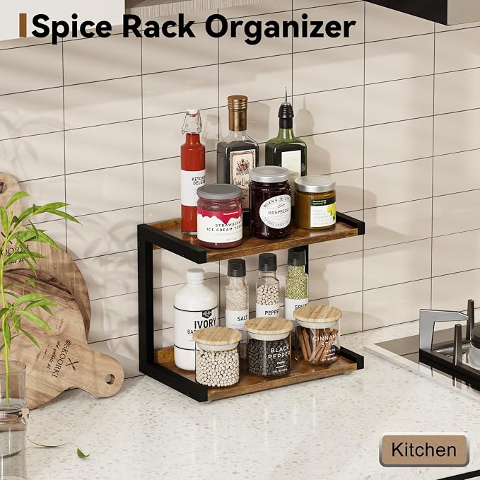 MARTY 2 Tier 12.6"x7.7" Counter Shelf Organizer Kitchen Spice Rack - Image 2