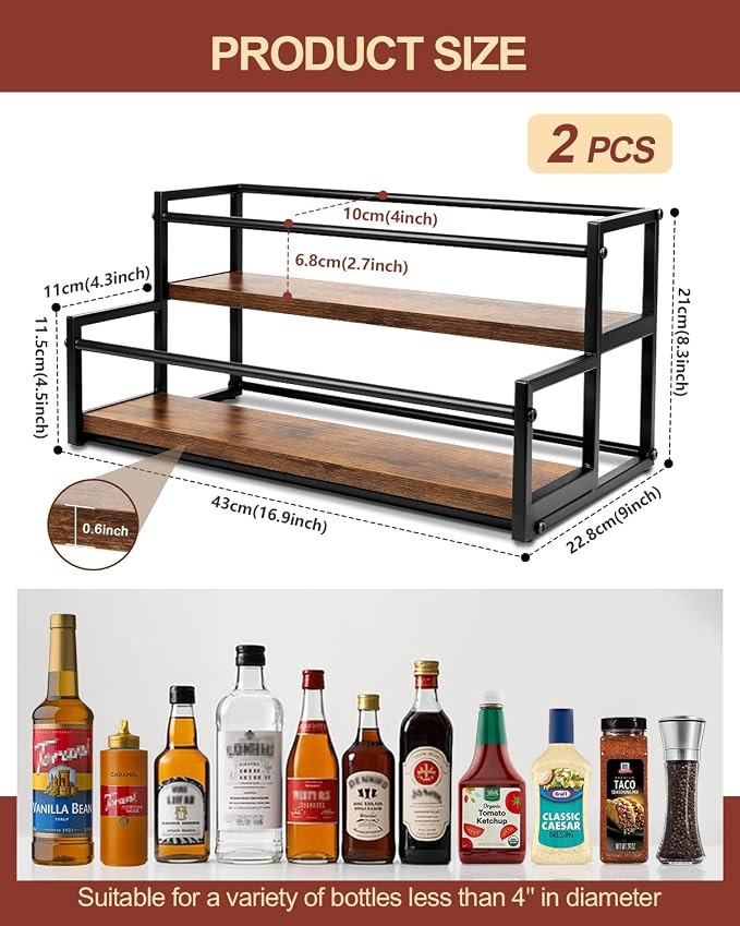 2 Pack Coffee Syrup Organizer Stand, 2-Tier Syrup Holder Rack - Image 4