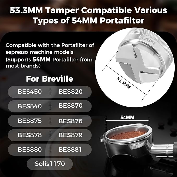 IKAPE Coffee Products, 53mm Coffee Distributor & Hand Tamper, Adjustable Depth - Image 2