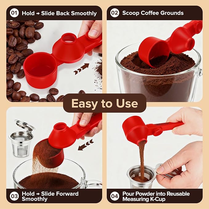 2Pcs Coffee Scoop Funnel 2Tbsp, BPA-Free PCTG, Dishwasher Safe | 51mm Tamper - Image 2