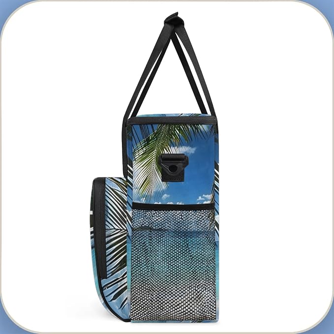 Palm Tree Ocean Beach Coffee Maker Carring Bag, Large Insulated Storage - Image 4