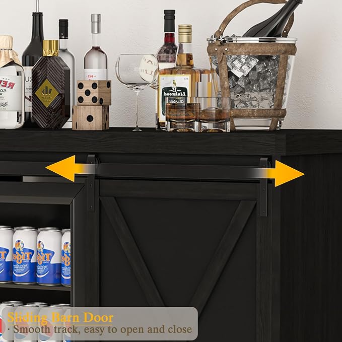 Coffee Bar Cabinet with Mini Fridge Space, 49.2'' Farmhouse Kitchen Buffet - Image 6