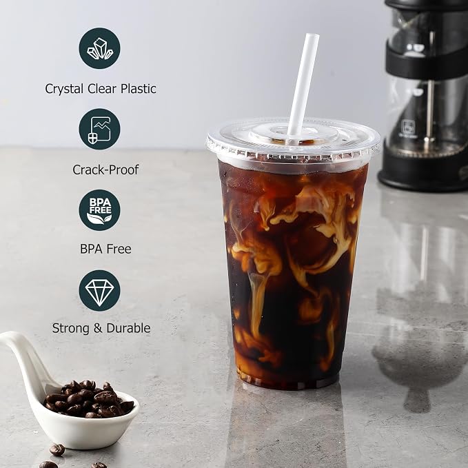 AOZITA 100 Pack - 24 oz Clear Plastic Cups - Image 3